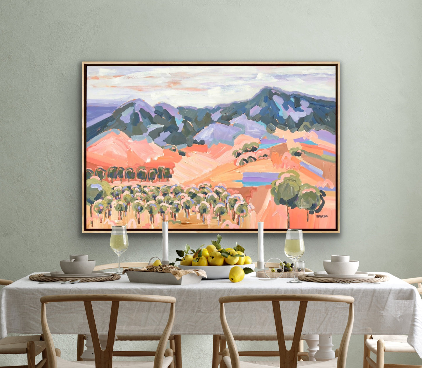 Sunset At Macedon Vineyard FRAMED 150x100cm ***exclusively at JUMBLED Online - SOLD