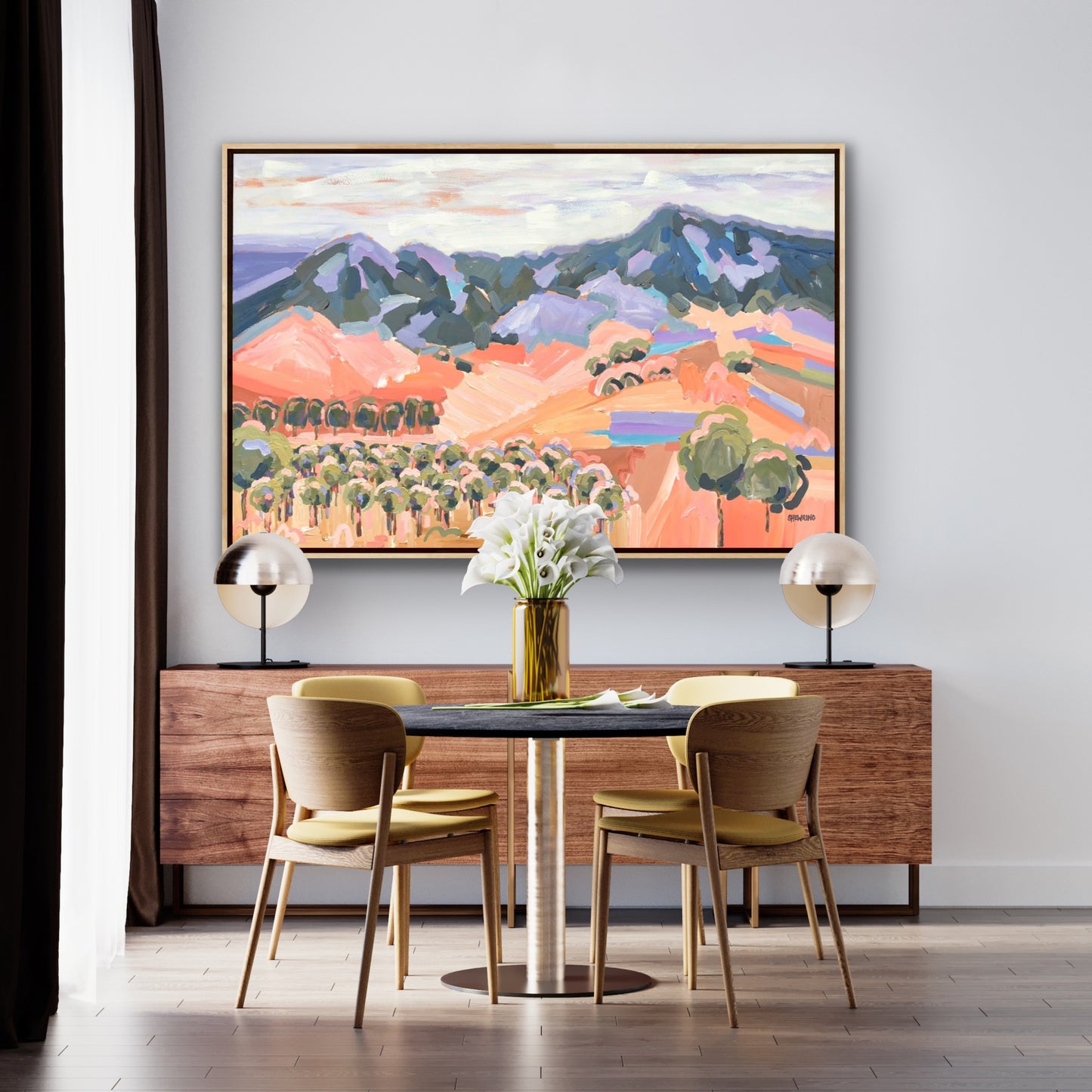 Sunset At Macedon Vineyard FRAMED 150x100cm ***exclusively at JUMBLED Online - SOLD