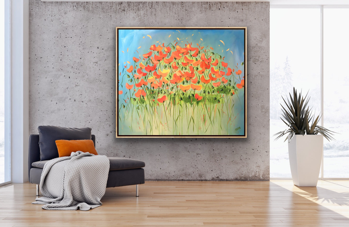 Poppy Buzz 125x105cm FRAMED