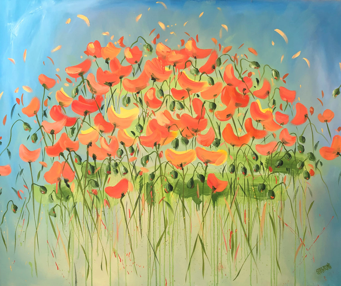 Poppy Buzz 125x105cm FRAMED