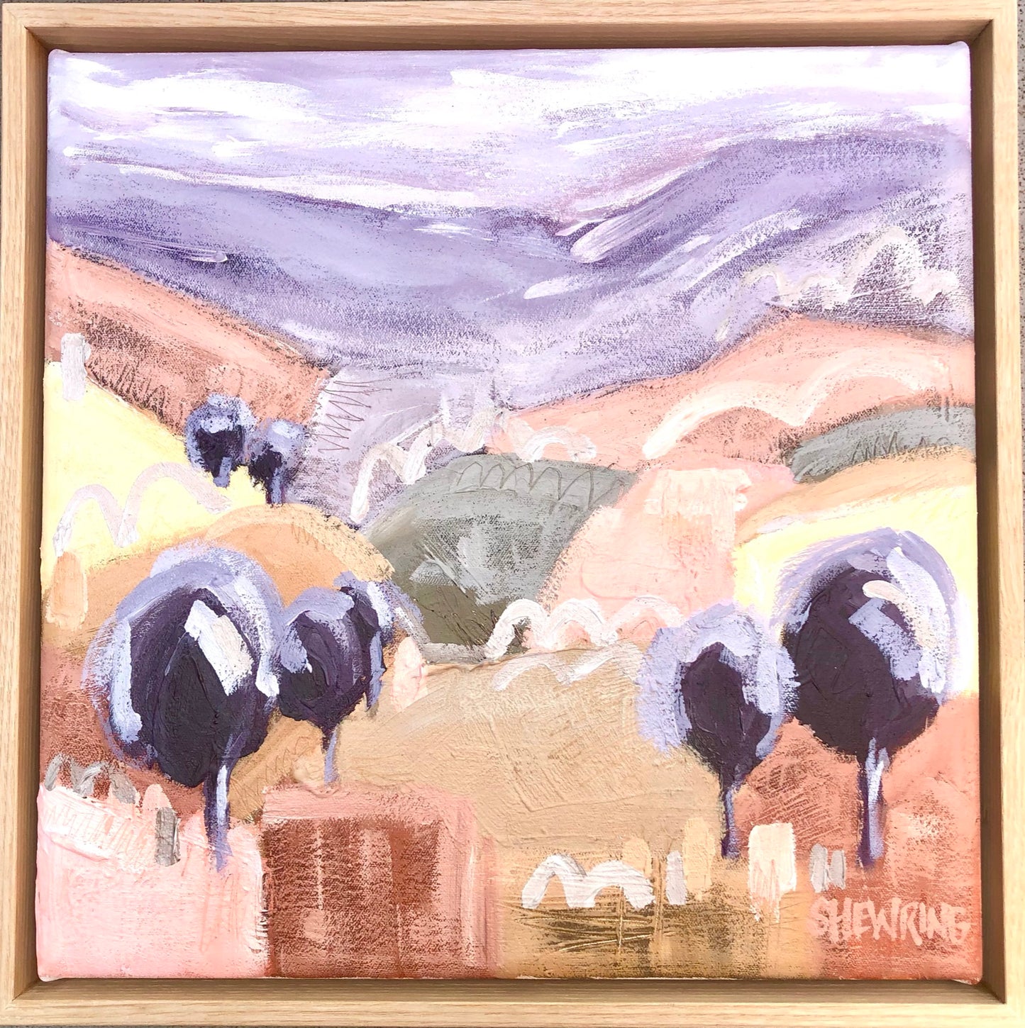 Sunset Fields - framed 33x33cm SOLD