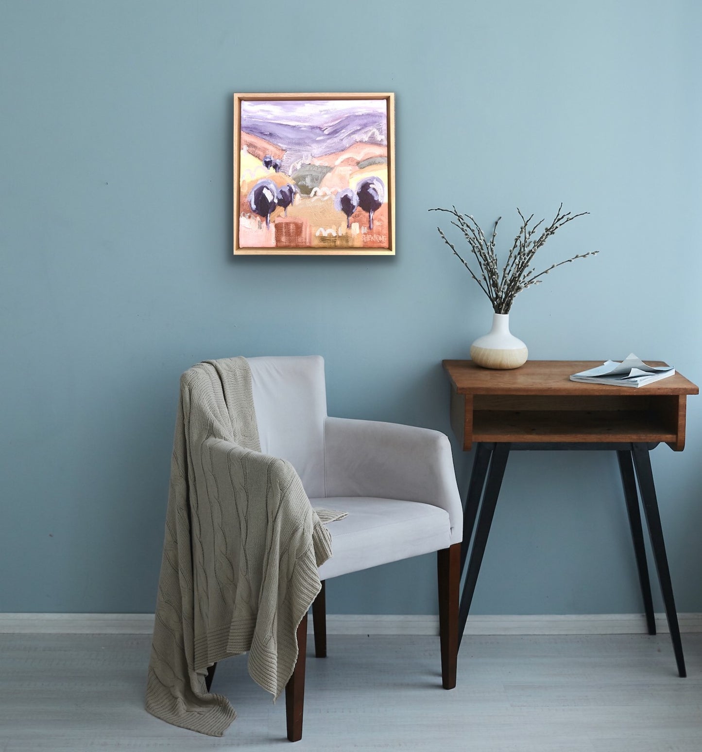 Sunset Fields - framed 33x33cm SOLD