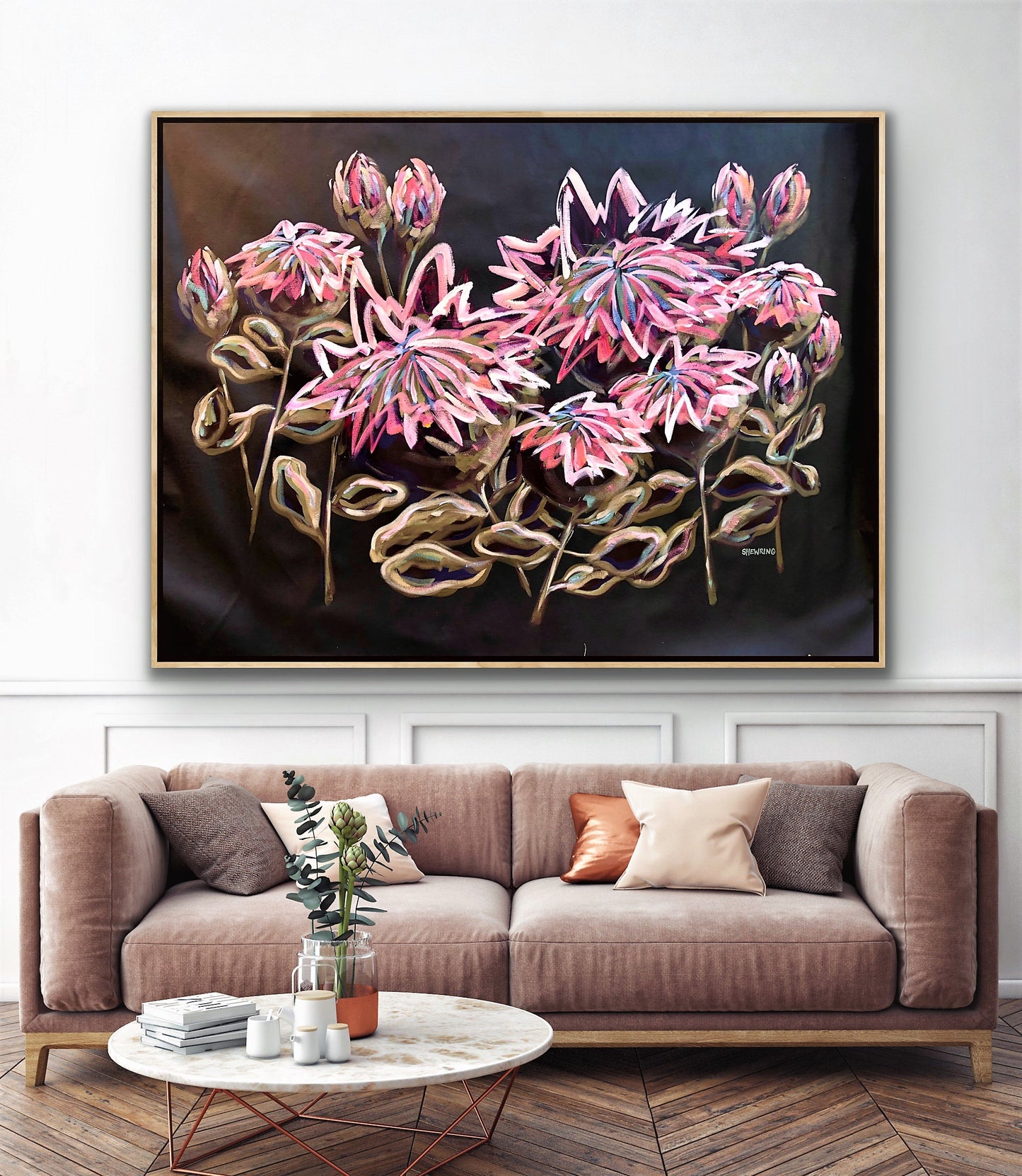 Twilight Protea 155x110cm FRAMED SOLD