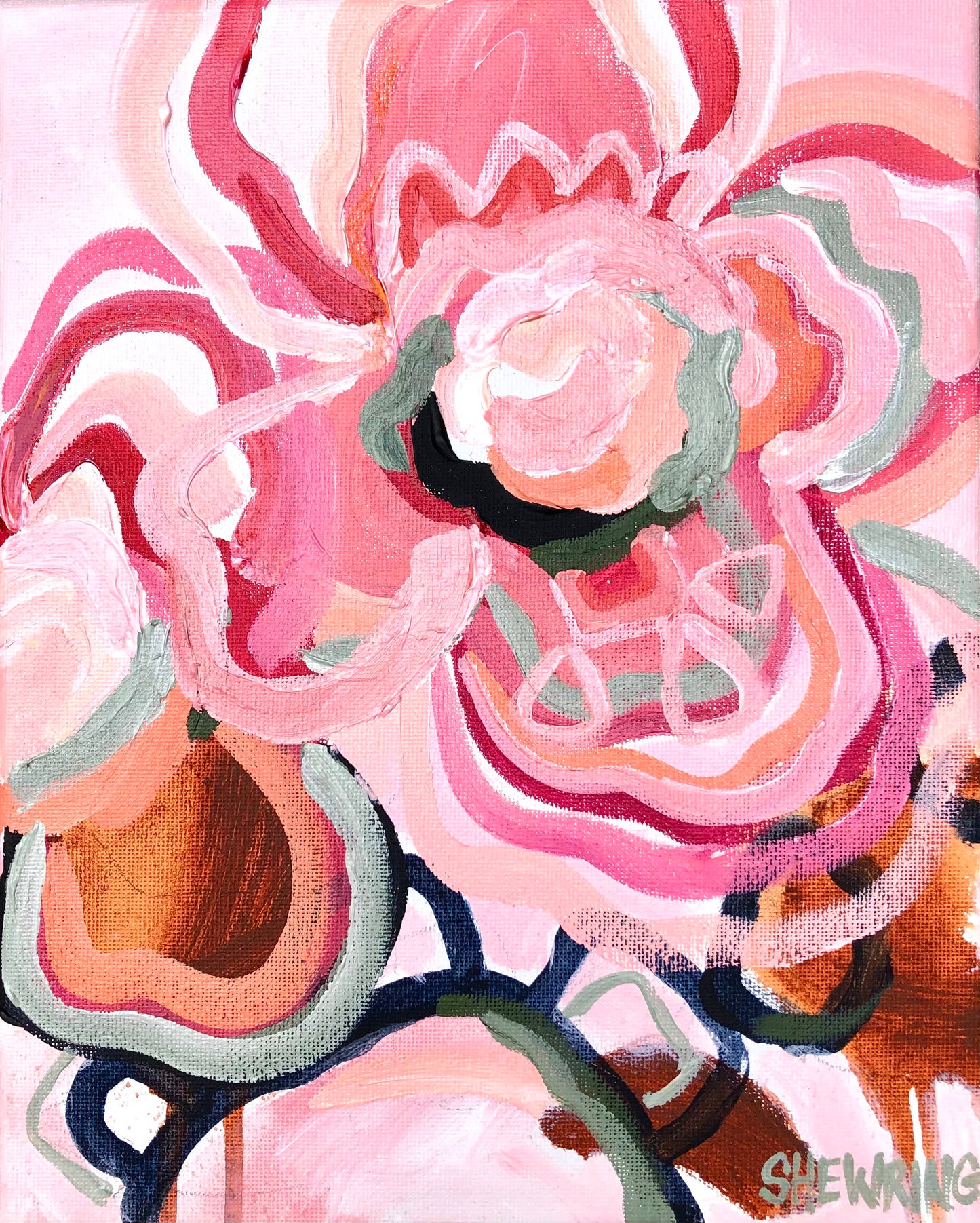 Union In Pink 28x23cm Framed SOLD