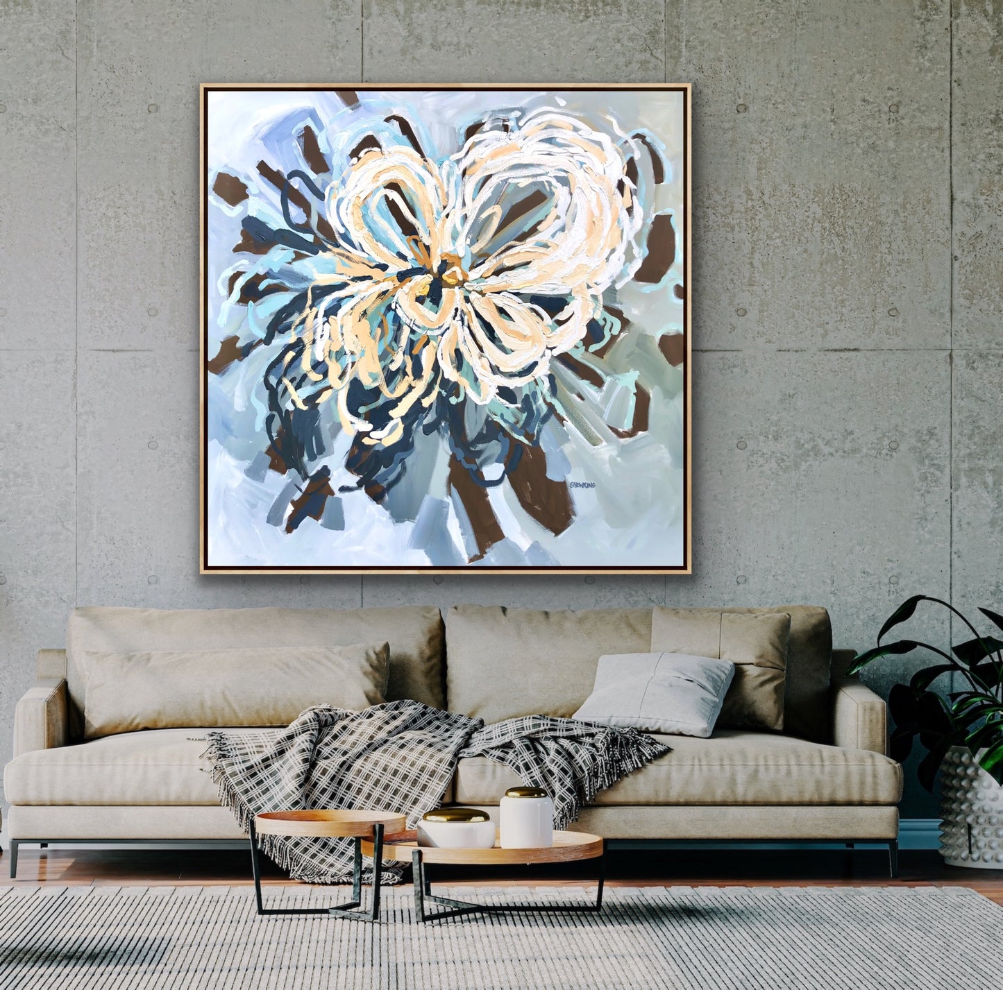Winter Sun 150x150cm FRAMED SOLD