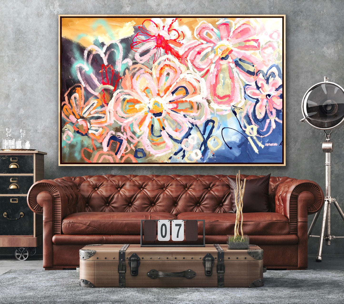 Fluro Flowers 172x114cm SOLD