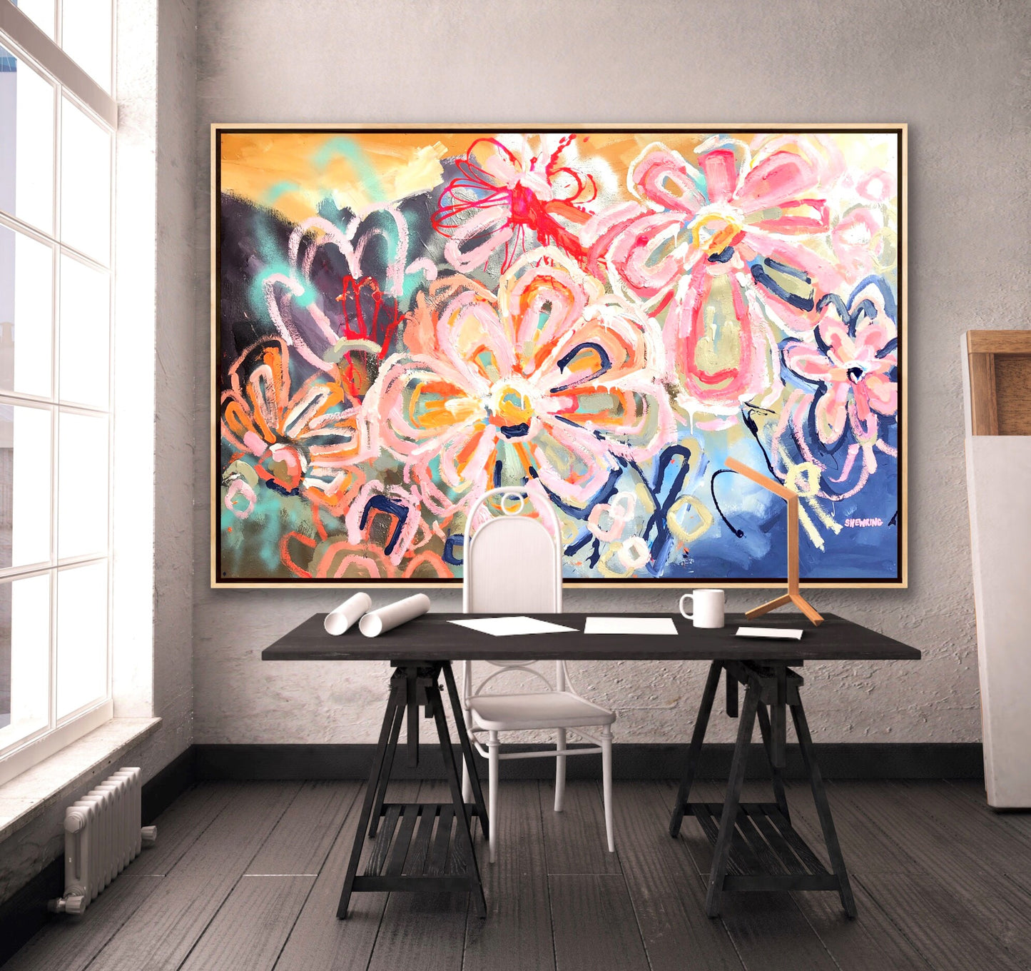 Fluro Flowers 172x114cm SOLD