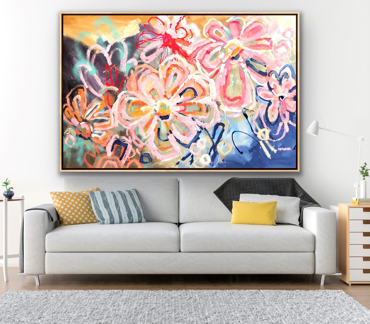 Fluro Flowers 172x114cm SOLD