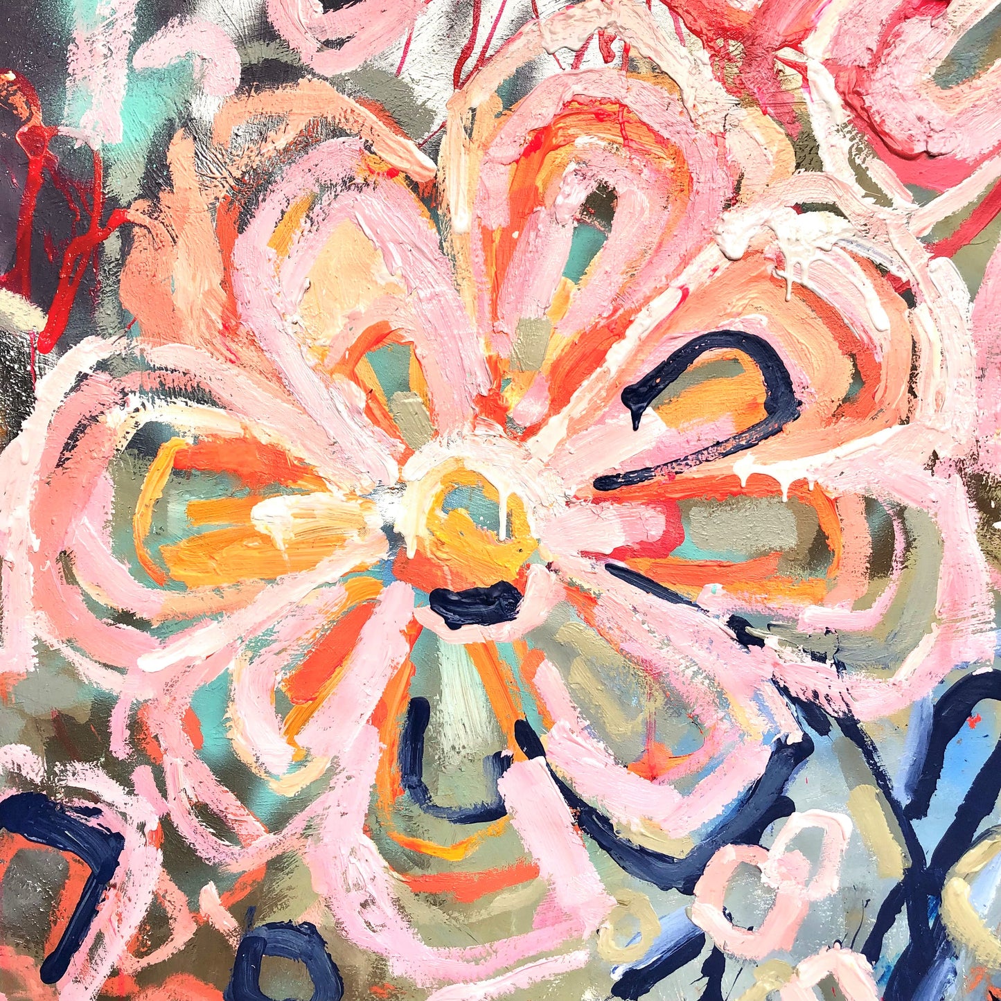 Fluro Flowers 172x114cm SOLD