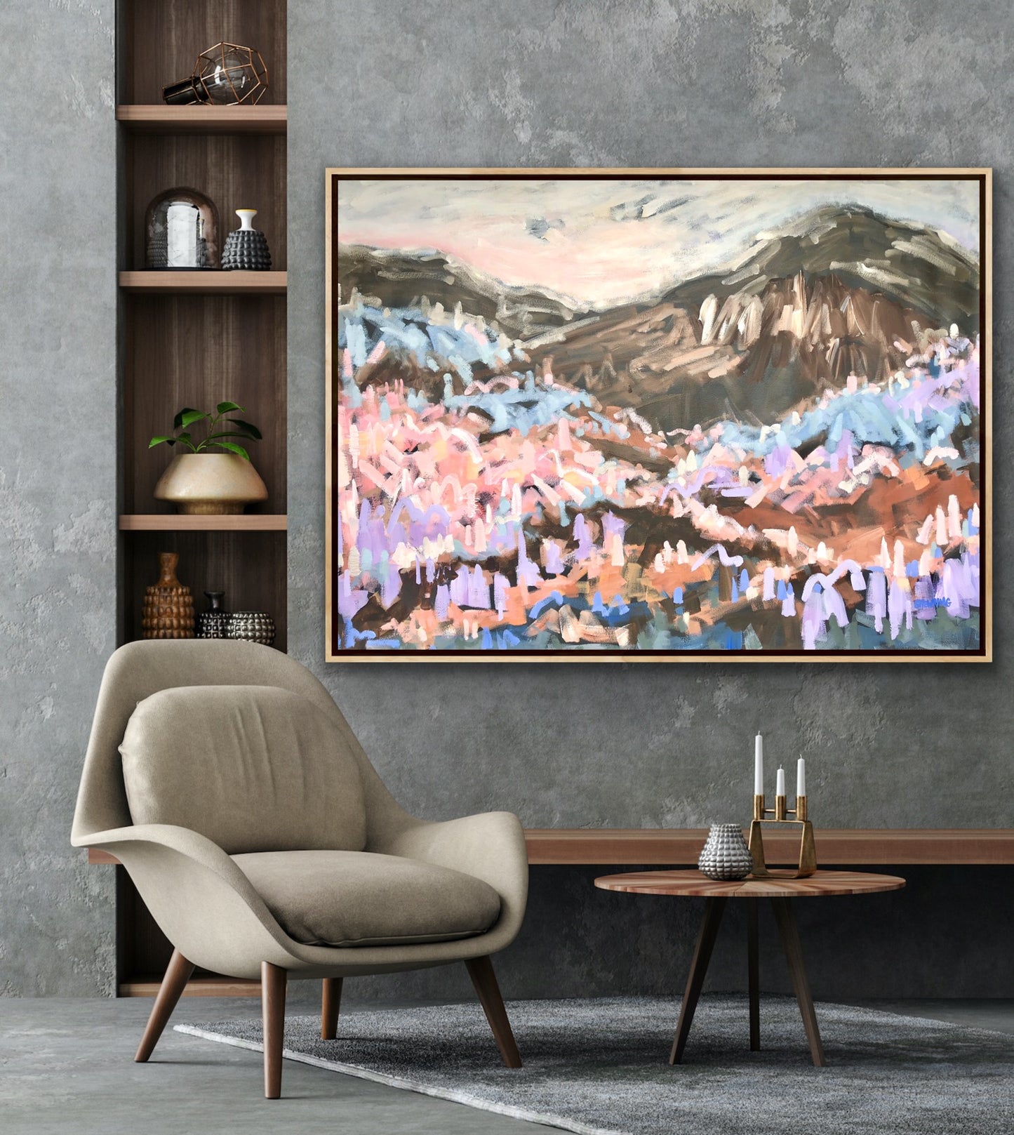 Sunset Over The Valley 130x96cm FRAMED
