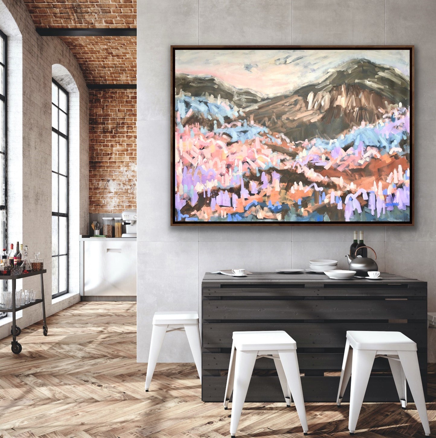 Sunset Over The Valley 130x96cm FRAMED