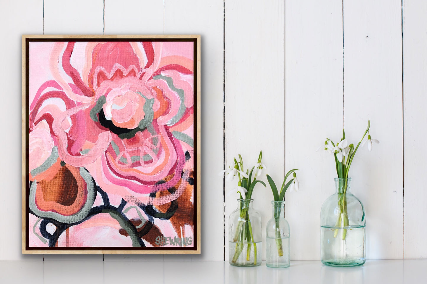 Union In Pink 28x23cm Framed SOLD