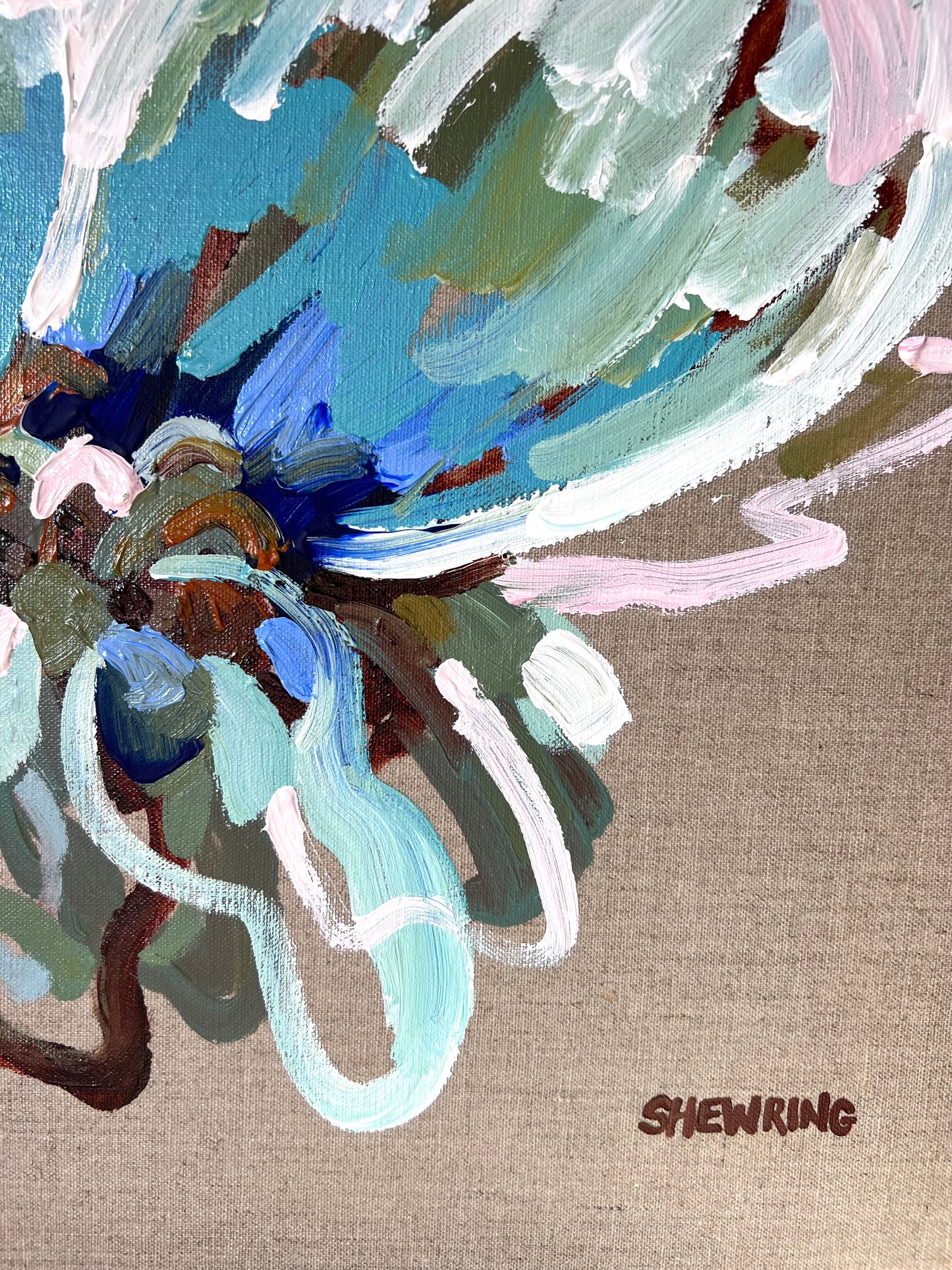 Sun On The Blue Flower 53x53cm FRAMED