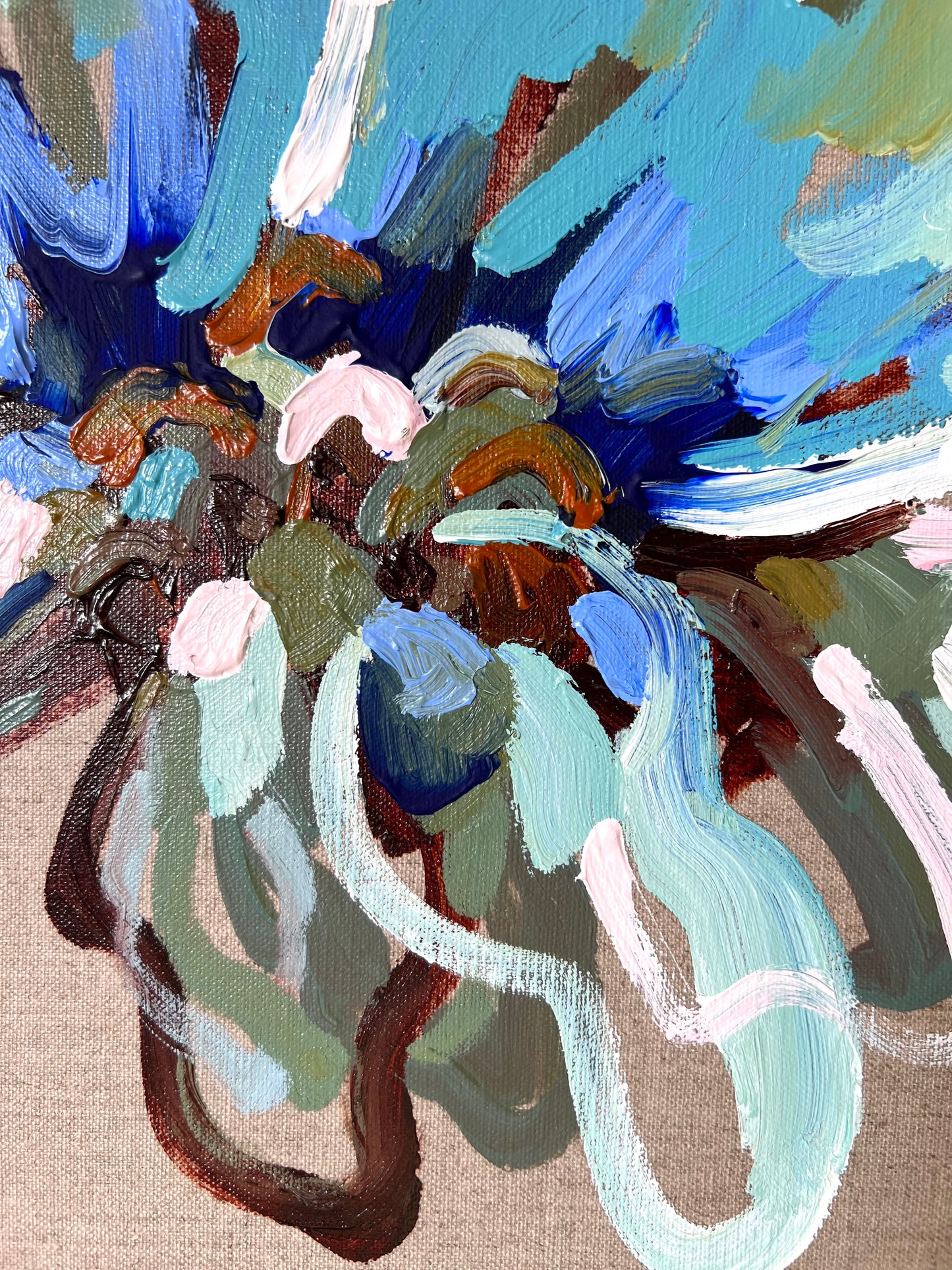 Sun On The Blue Flower 53x53cm FRAMED