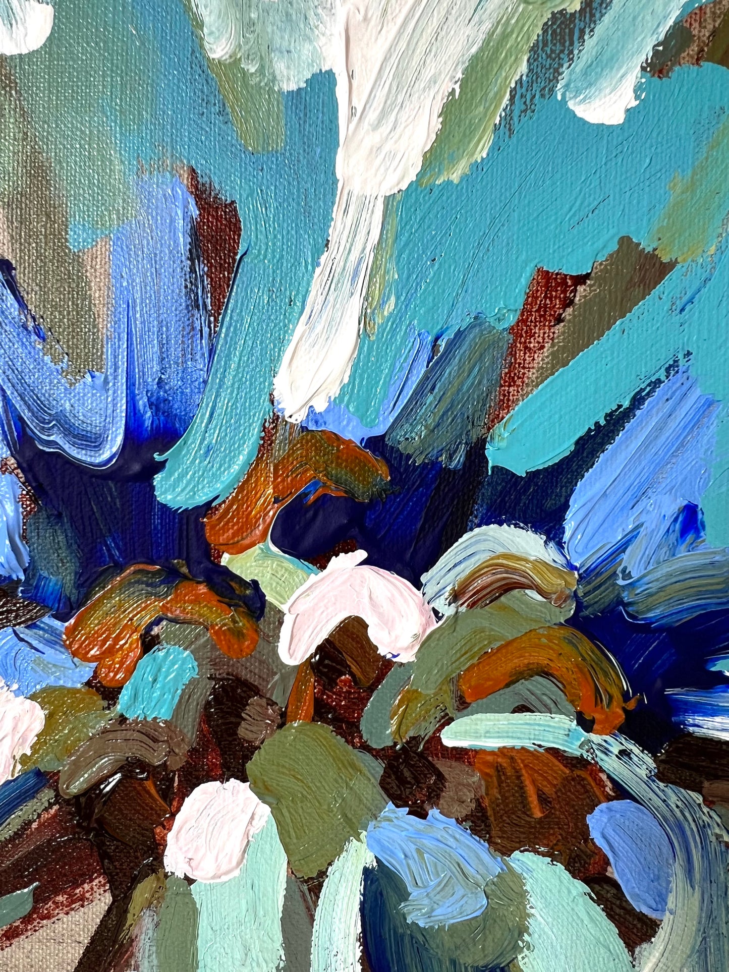 Sun On The Blue Flower 53x53cm FRAMED