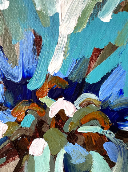 Sun On The Blue Flower 53x53cm FRAMED