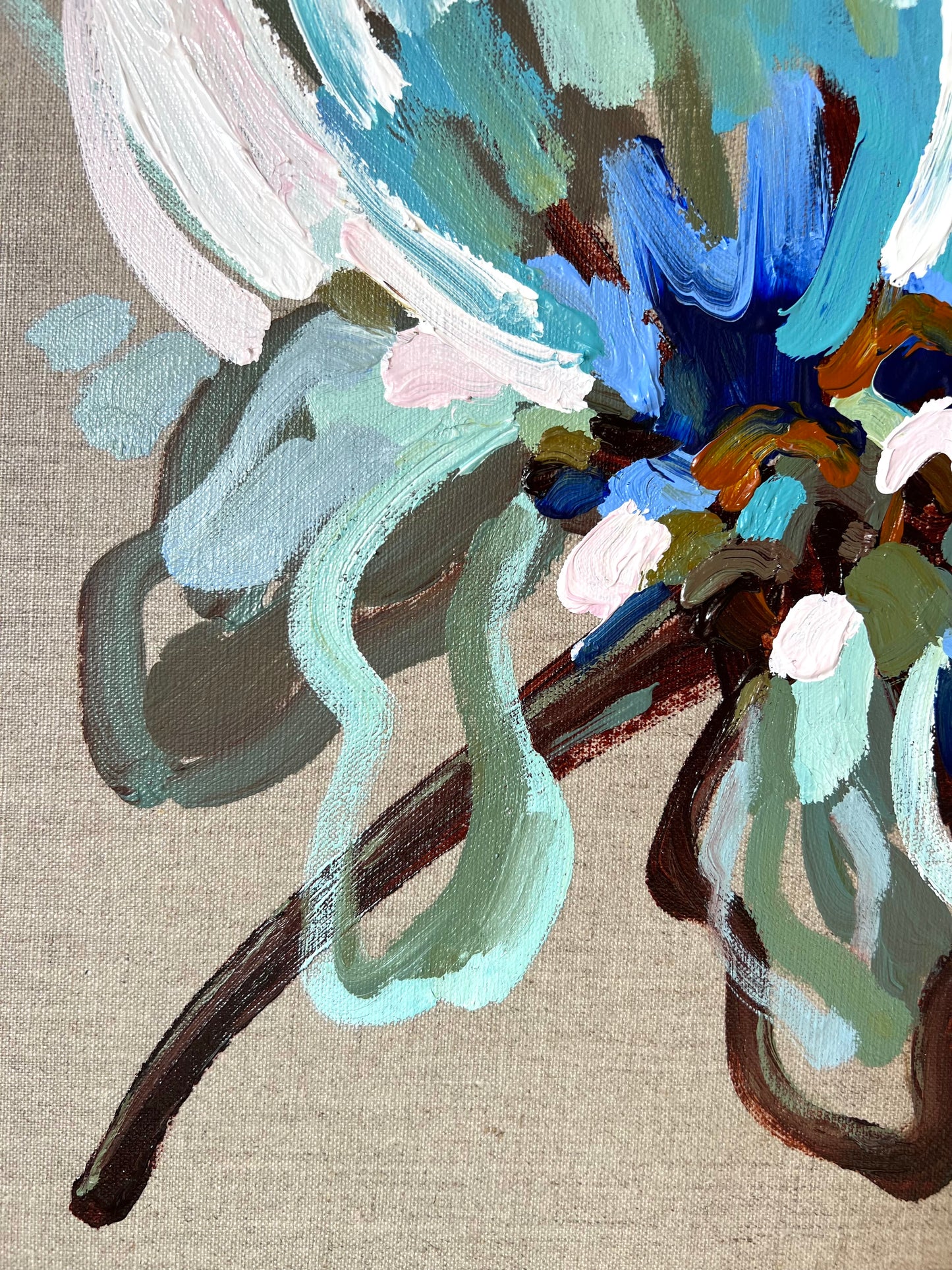 Sun On The Blue Flower 53x53cm FRAMED