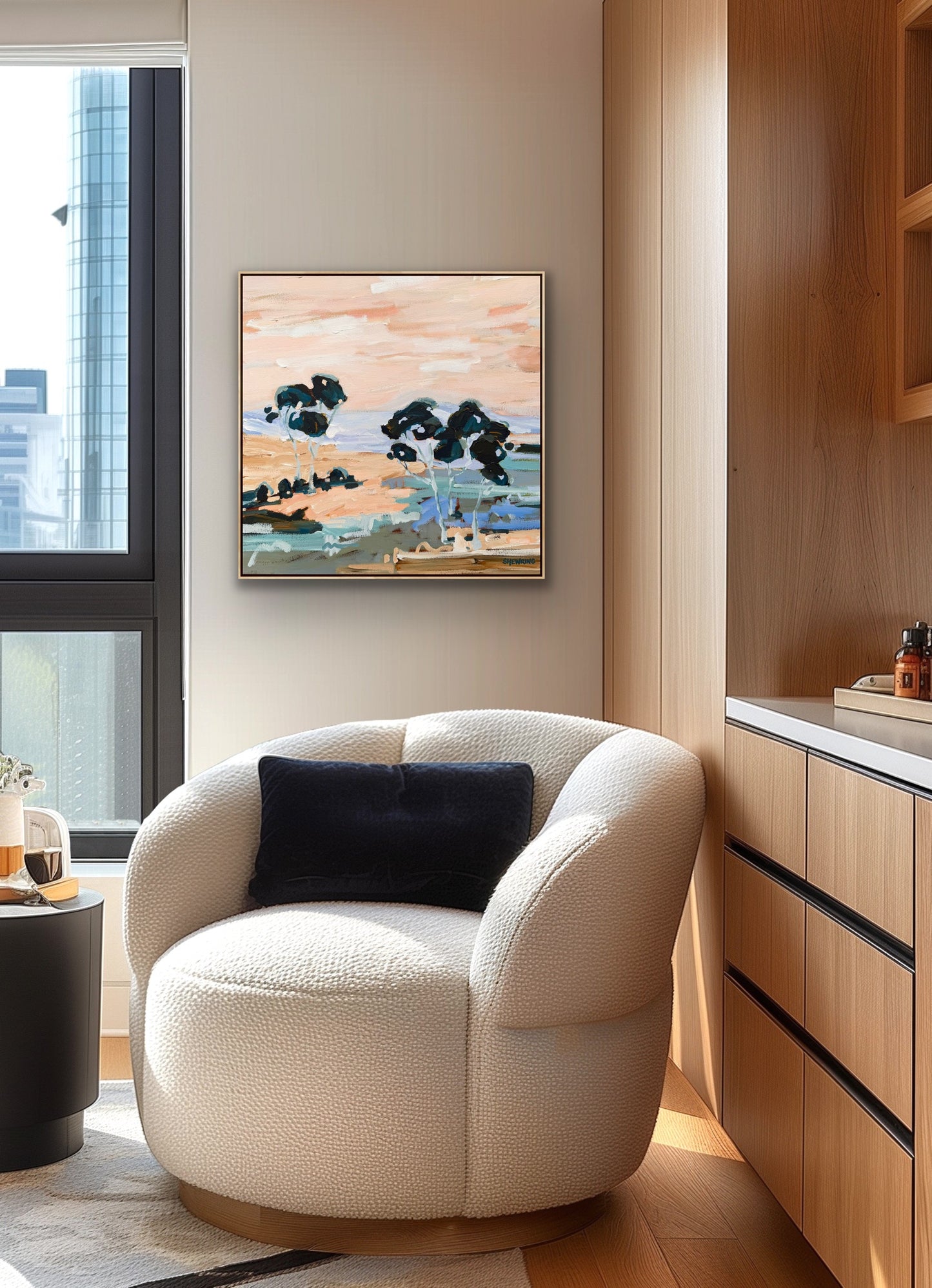 Beautiful View Out My Window 63x63cm FRAMED