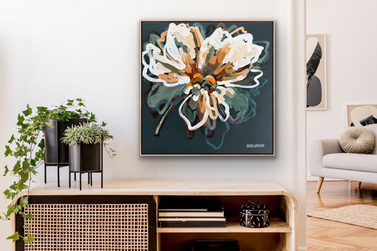 Bella Bloom 53x53cm FRAMED