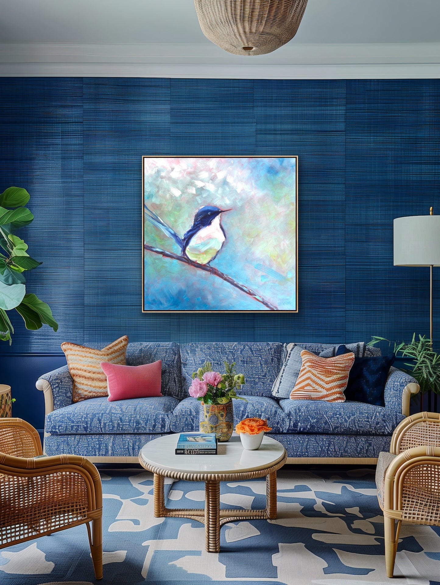 Blue Bird - 94 x 94 cm FRAMED SOLD