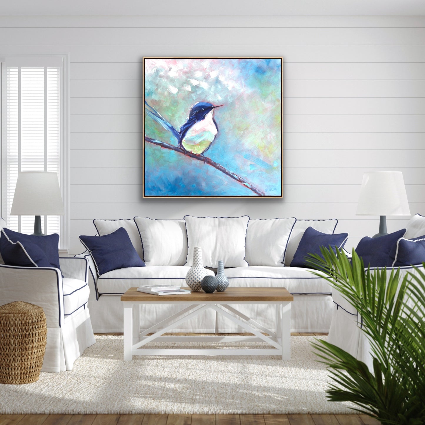 Blue Bird - 94 x 94 cm FRAMED SOLD