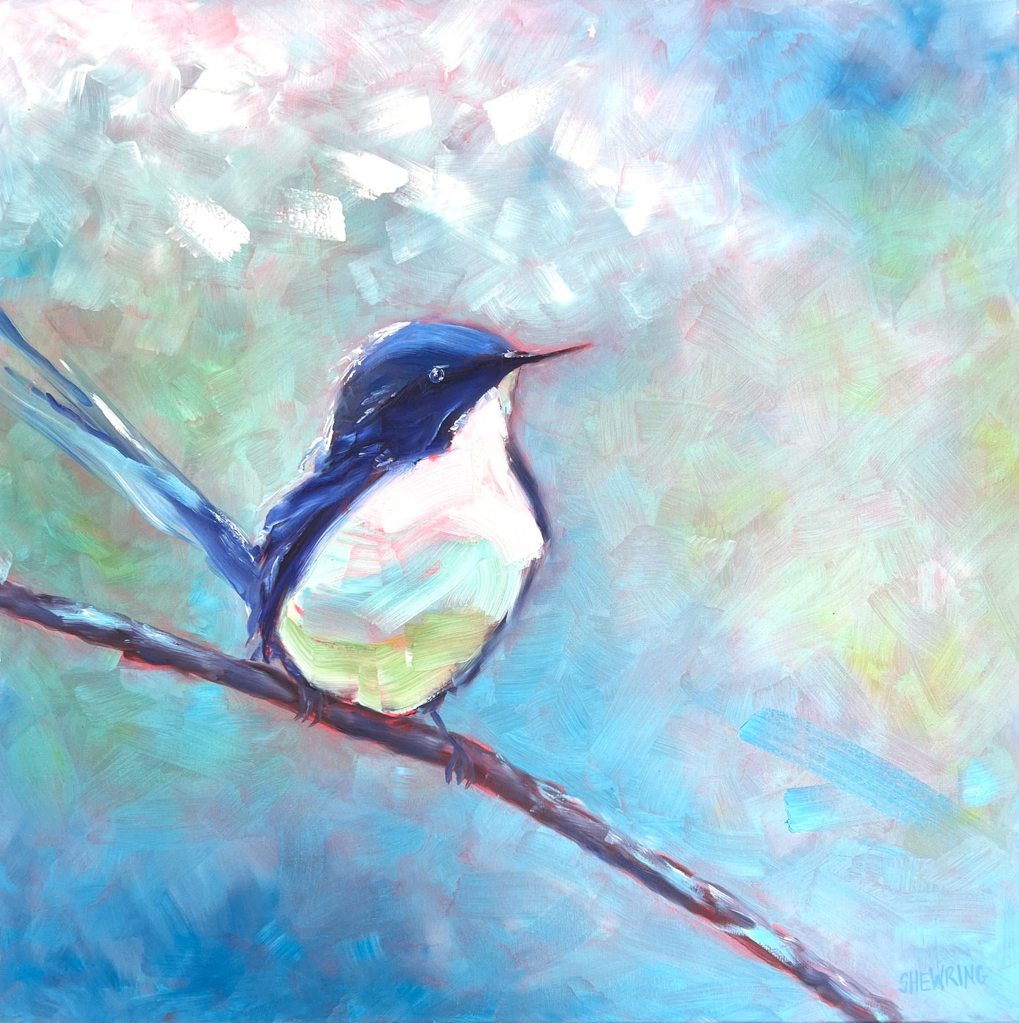 Blue Bird - 94 x 94 cm FRAMED SOLD