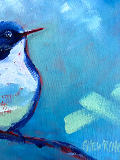 Blue Bird Sings - 28 x 28 cm FRAMED