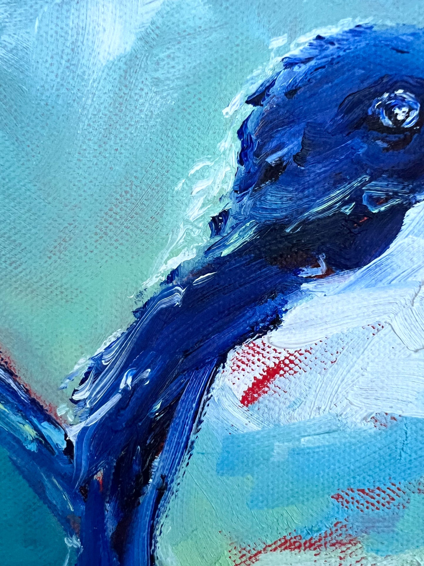 Blue Bird Sings - 28 x 28 cm FRAMED