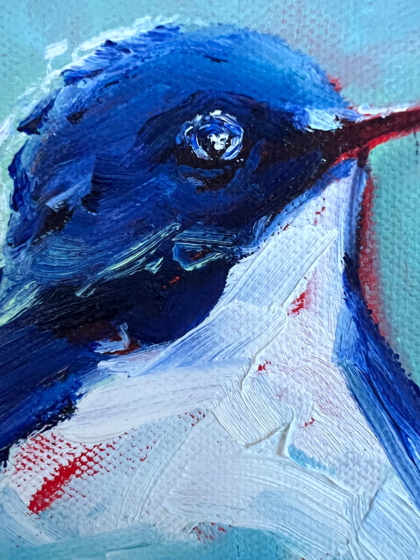 Blue Bird Sings - 28 x 28 cm FRAMED