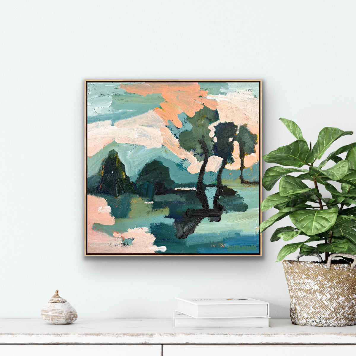 Distant Hills 33 x 33 cm FRAMED