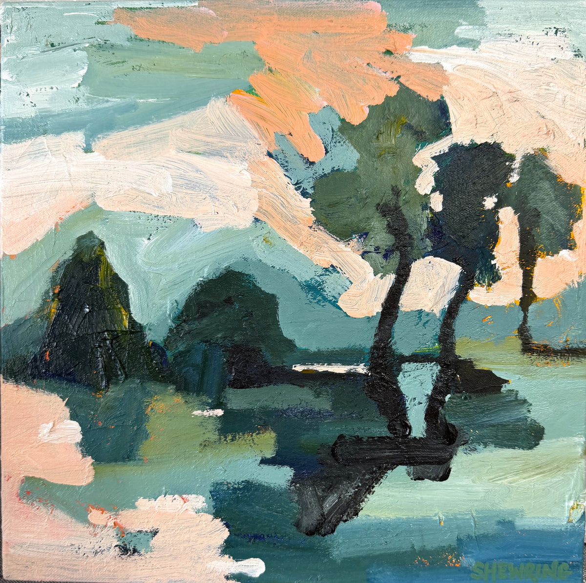 Distant Hills 33 x 33 cm FRAMED