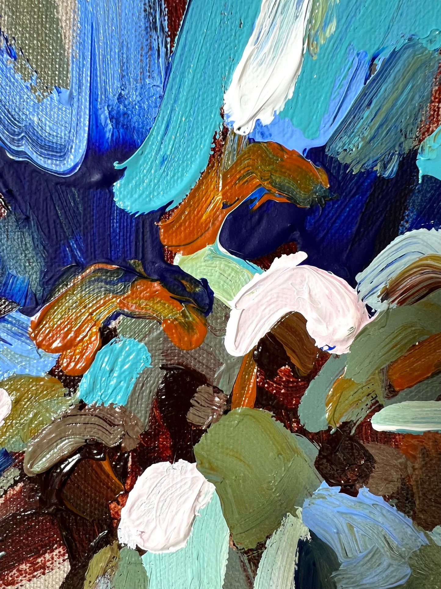 Sun On The Blue Flower 53x53cm FRAMED