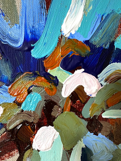 Sun On The Blue Flower 53x53cm FRAMED