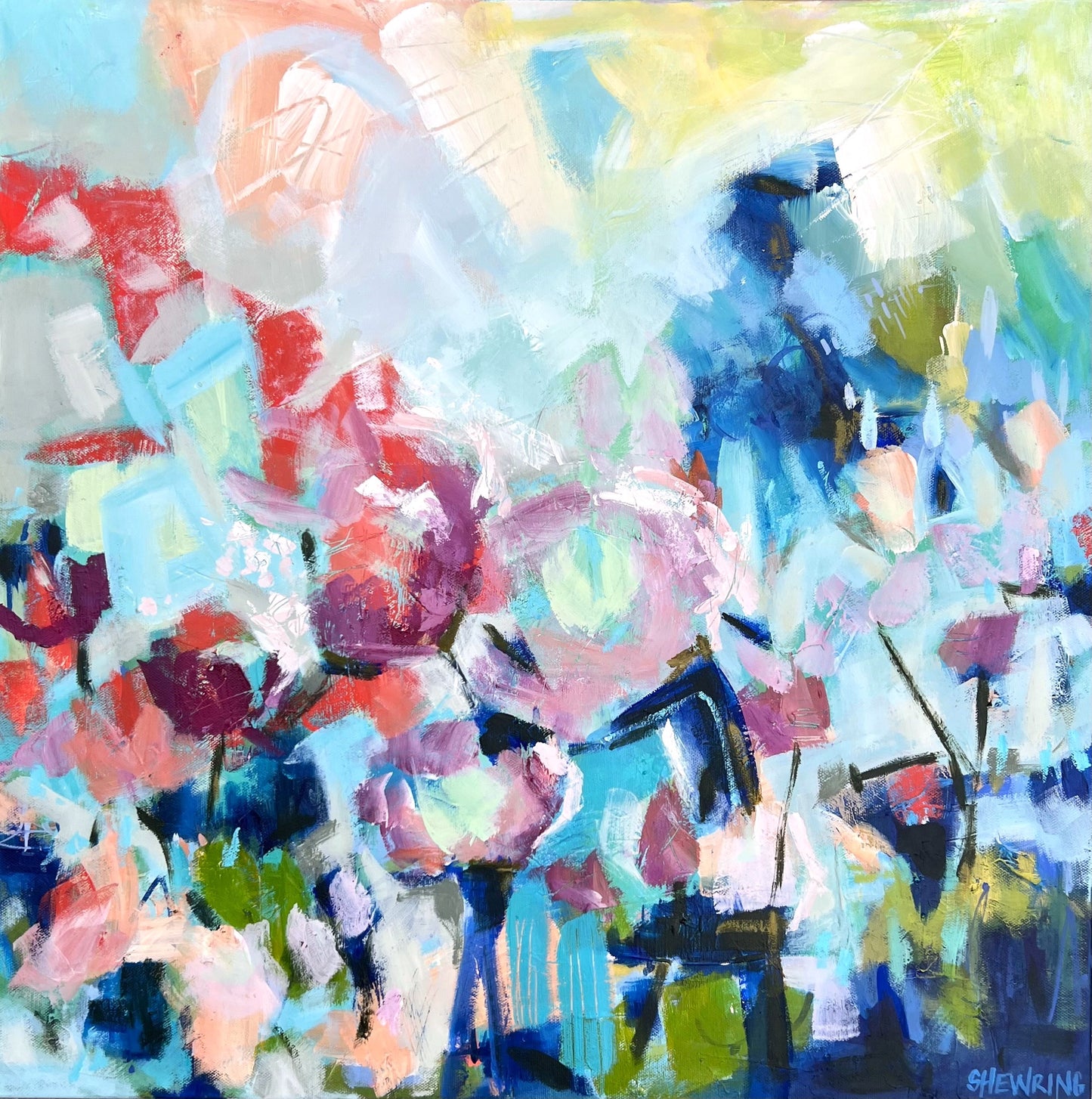 Floral Prelude 59 x 59 cm Framed