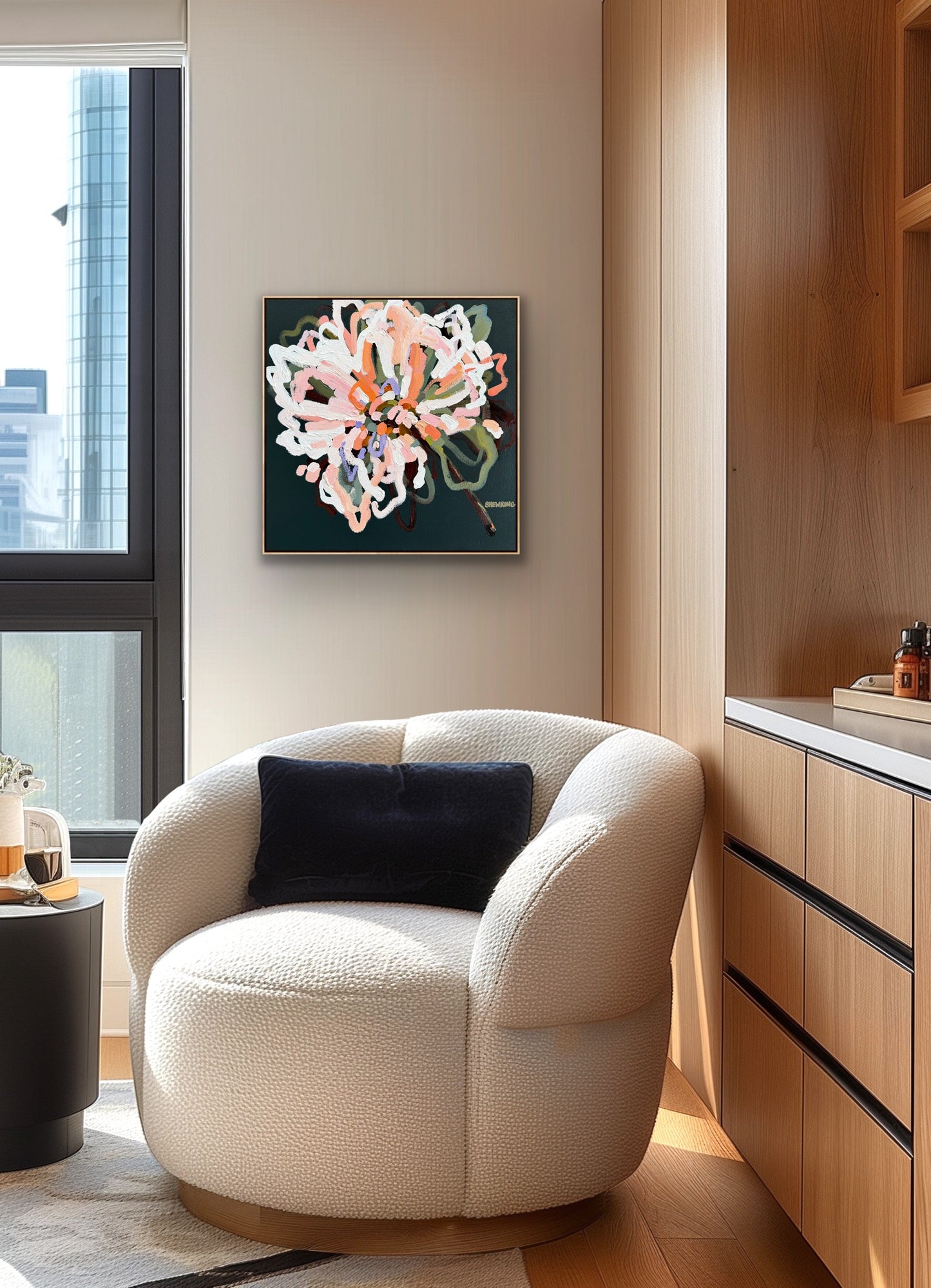 Flower Full Of Love 53x53cm FRAMED