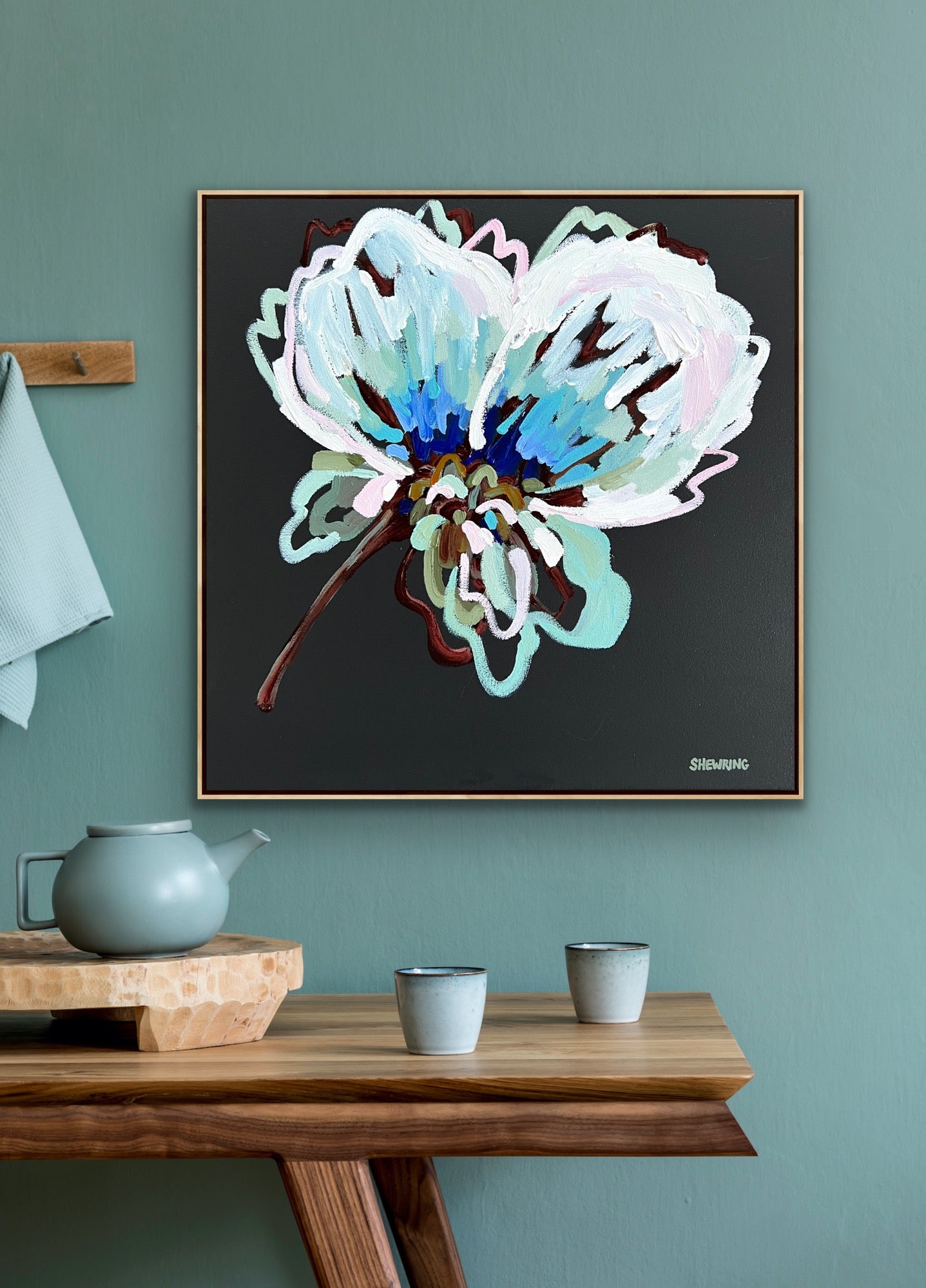 Sunlit Blue 63x63cm FRAMED