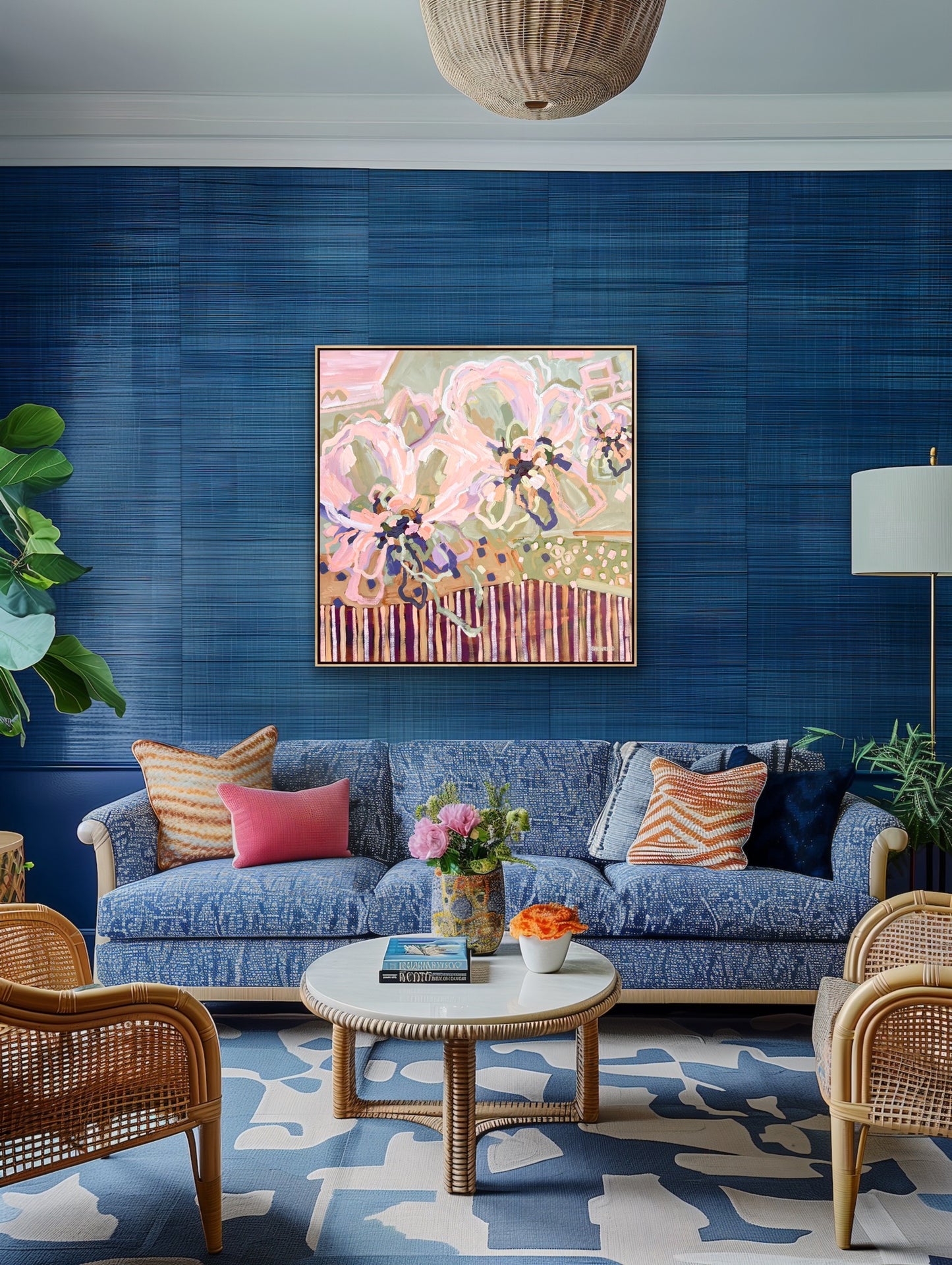 Lovers Sunlit Flowers 103x103 cm Framed