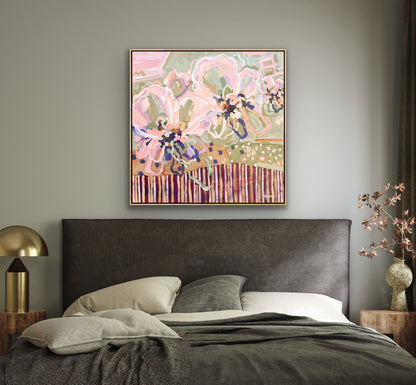 Lovers Sunlit Flowers 103x103 cm Framed