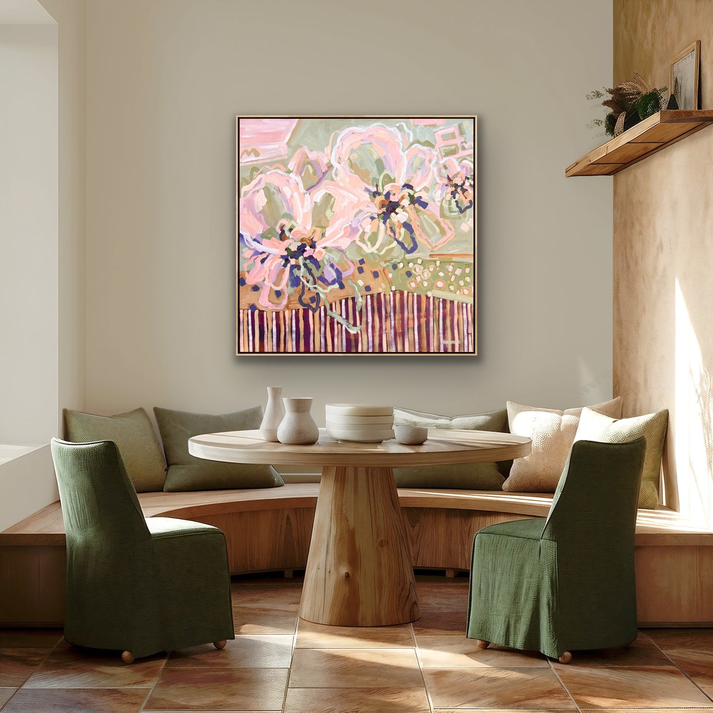 Lovers Sunlit Flowers 103x103 cm Framed