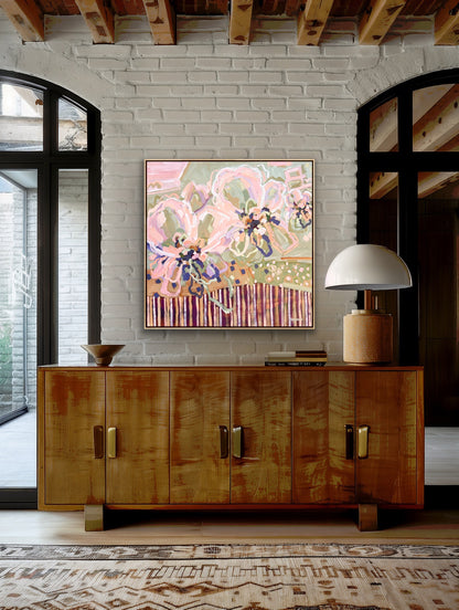 Lovers Sunlit Flowers 103x103 cm Framed