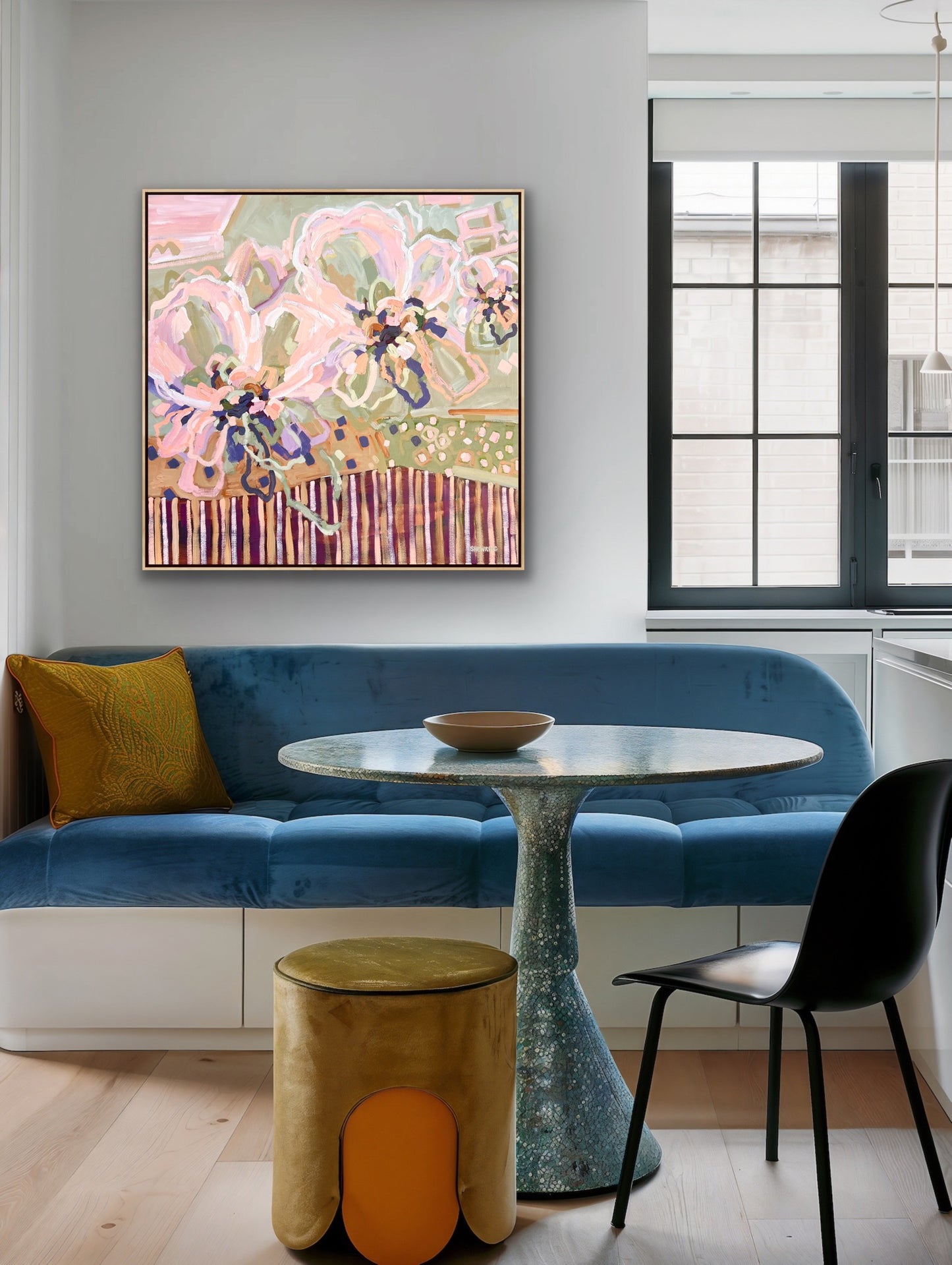 Lovers Sunlit Flowers 103x103 cm Framed
