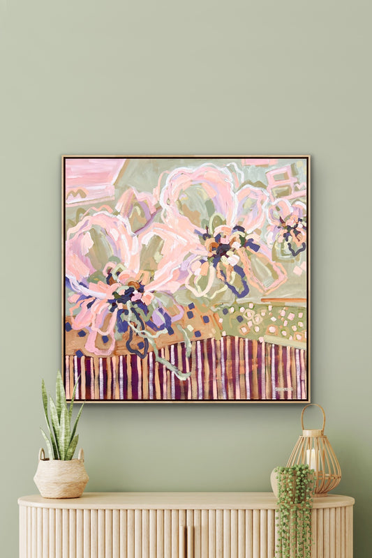 Lovers Sunlit Flowers 103x103 cm Framed