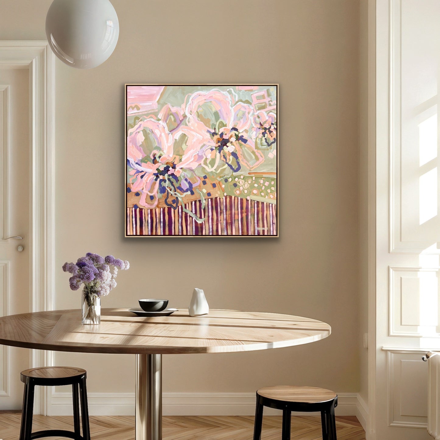 Lovers Sunlit Flowers 103x103 cm Framed