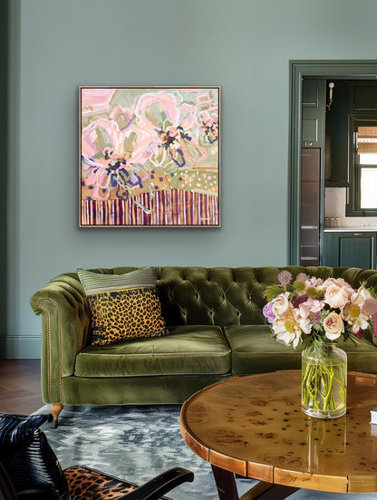 Lovers Sunlit Flowers 103x103 cm Framed