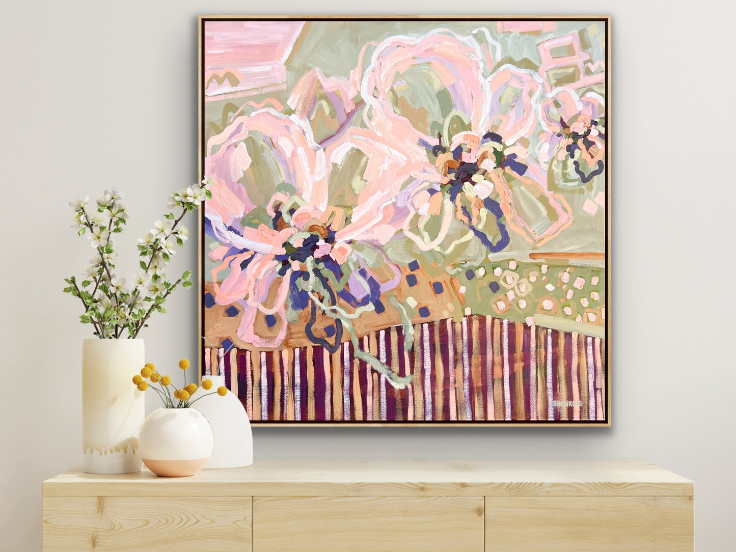 Lovers Sunlit Flowers 103x103 cm Framed
