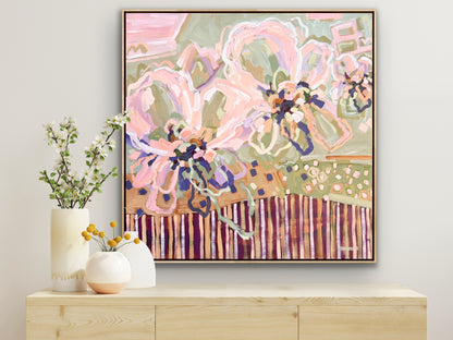Lovers Sunlit Flowers 103x103 cm Framed