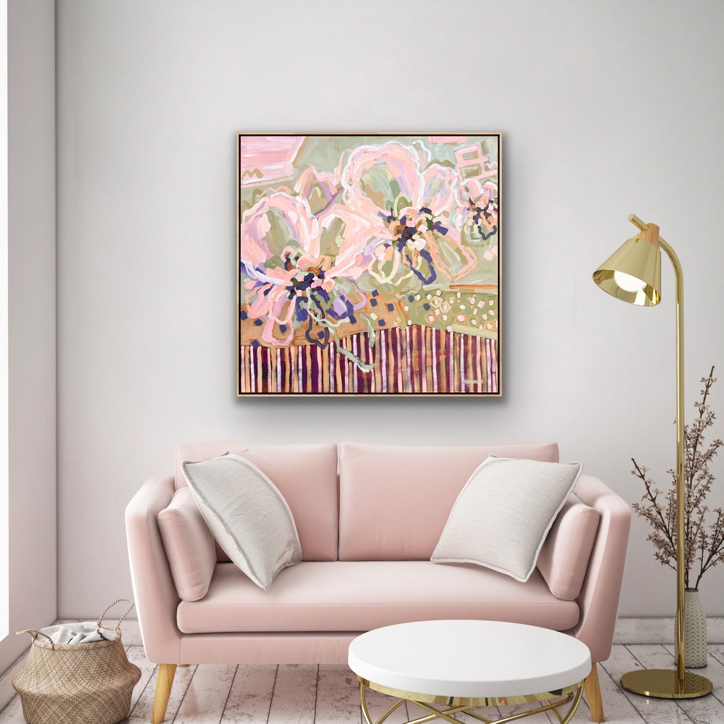 Lovers Sunlit Flowers 103x103 cm Framed