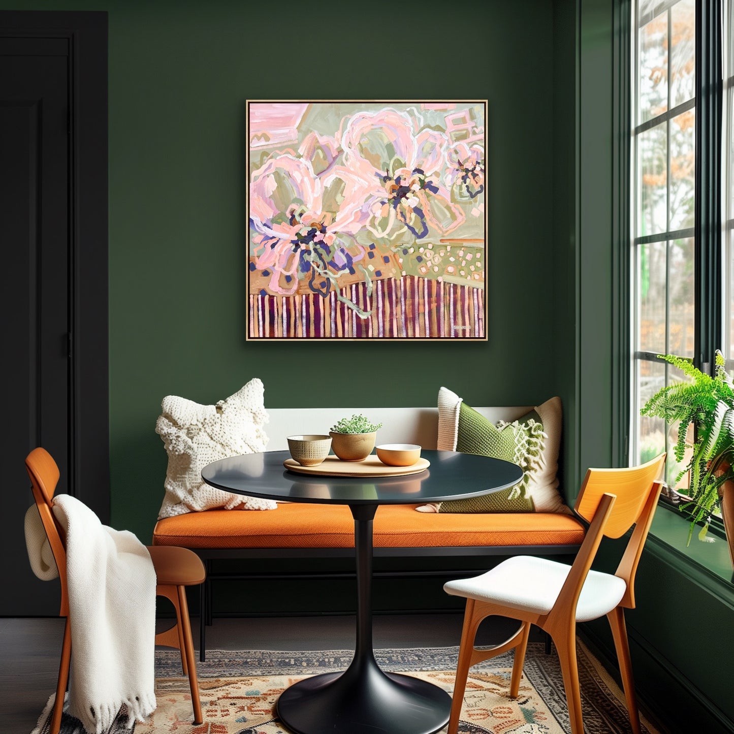 Lovers Sunlit Flowers 103x103 cm Framed