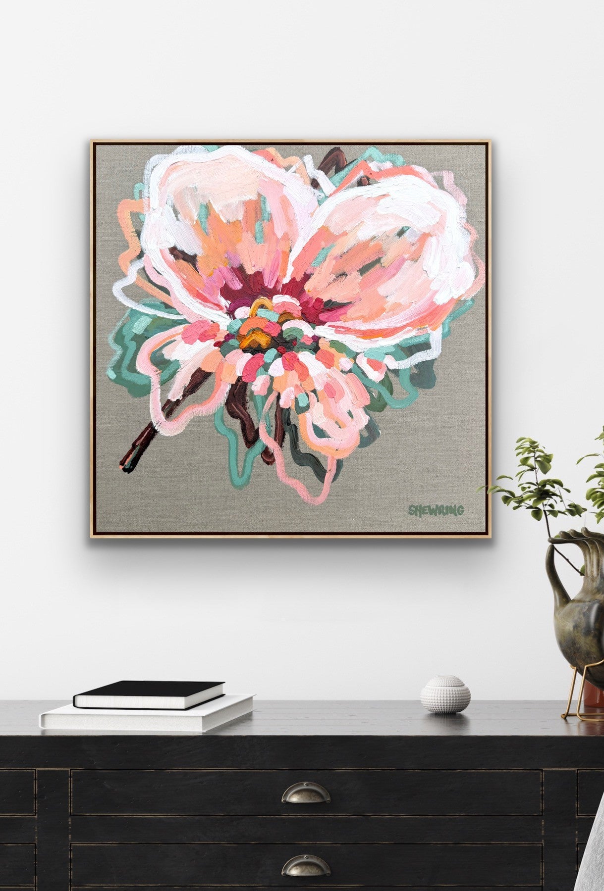In Full Bloom 53x53cm FRAMED **exclusively sold at MYNT Gallery in Canterbury VIC