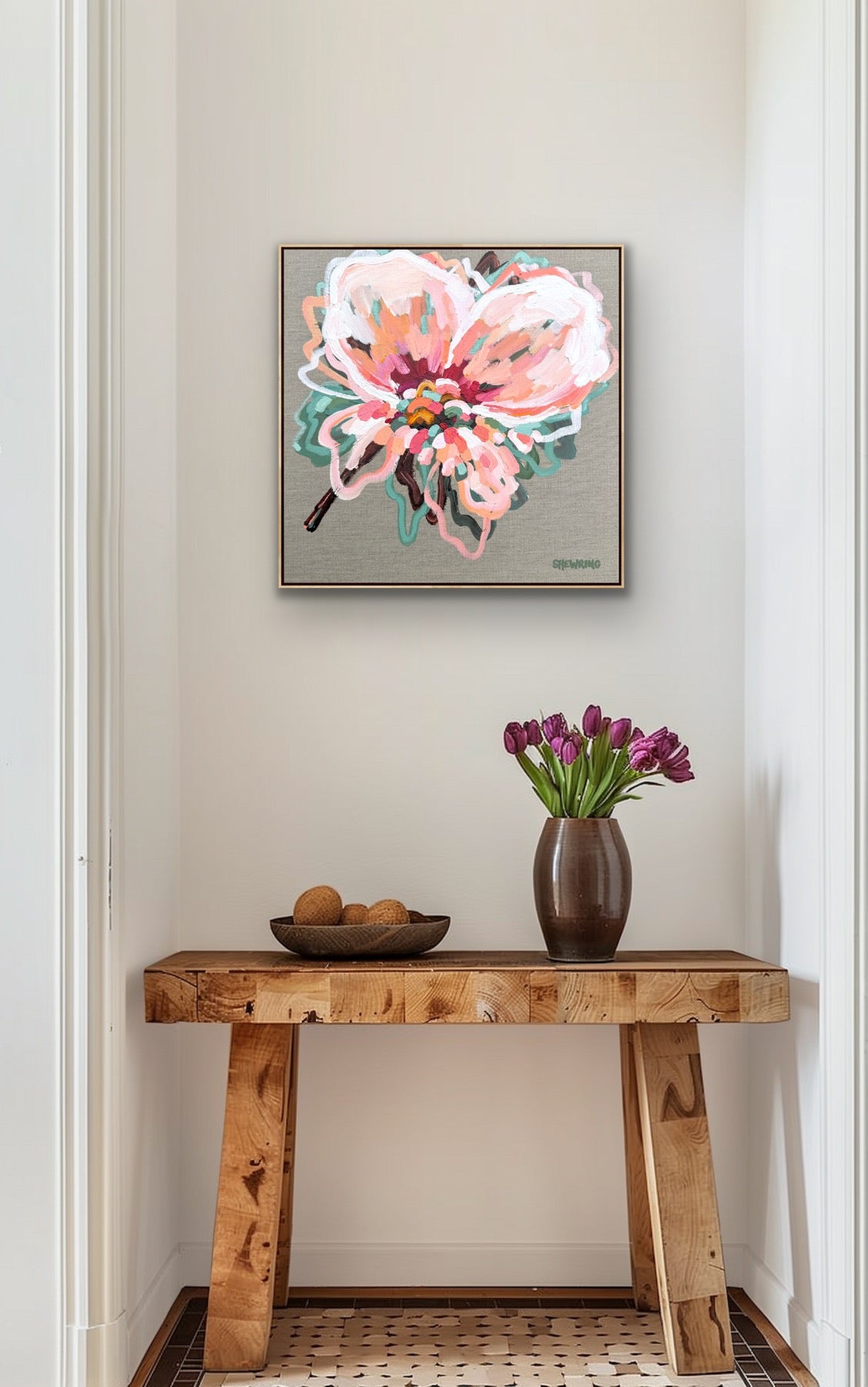 In Full Bloom 53x53cm FRAMED **exclusively sold at MYNT Gallery in Canterbury VIC